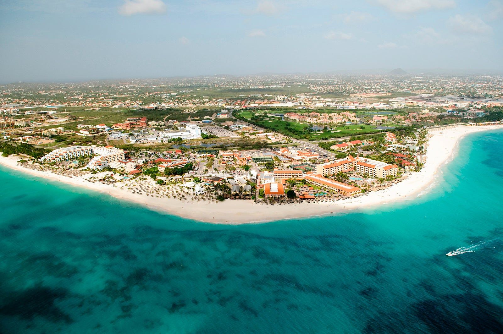 Aerial view of coastline, Aruba