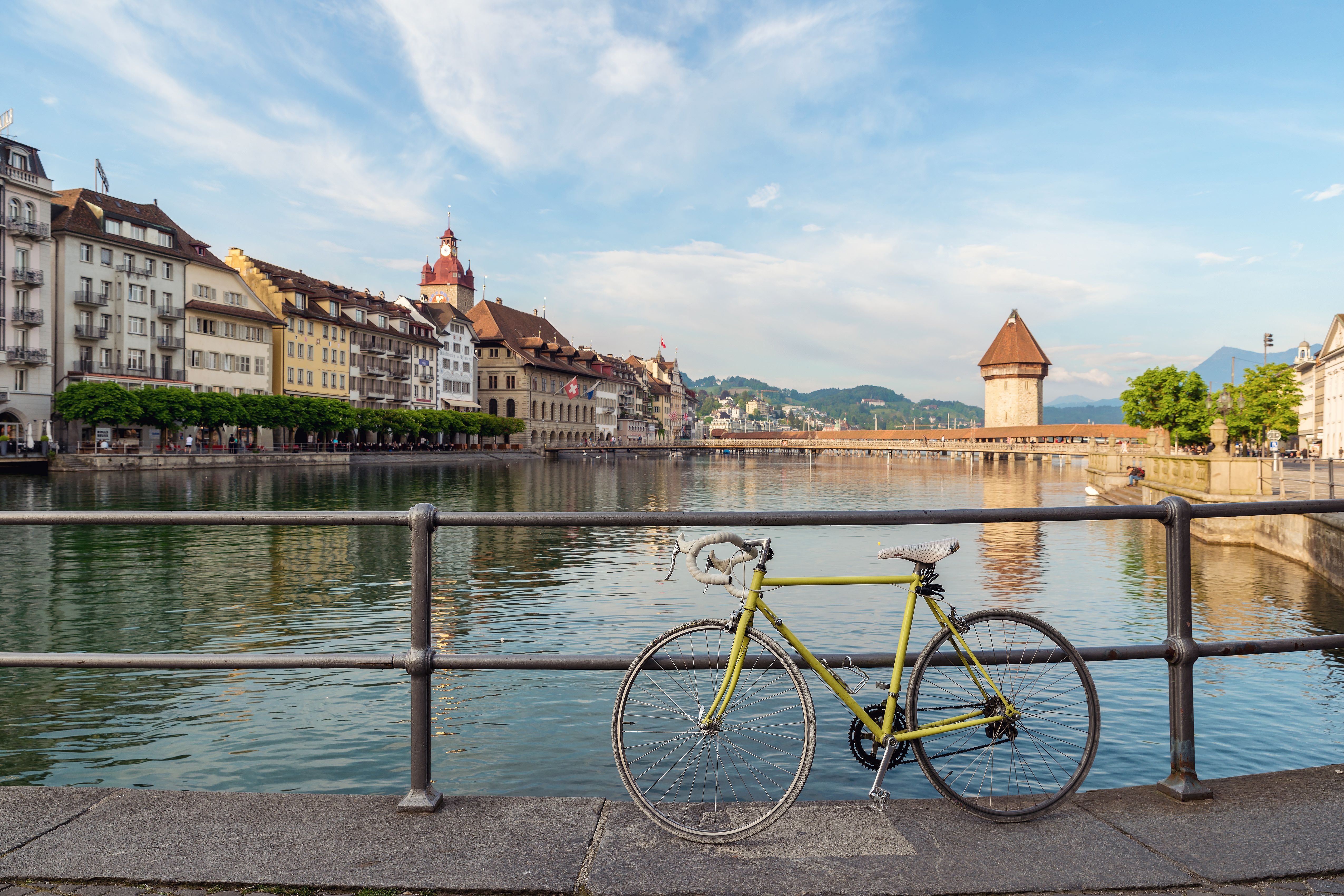 Bicycle in the historic city center of Lucerne, Switzerland