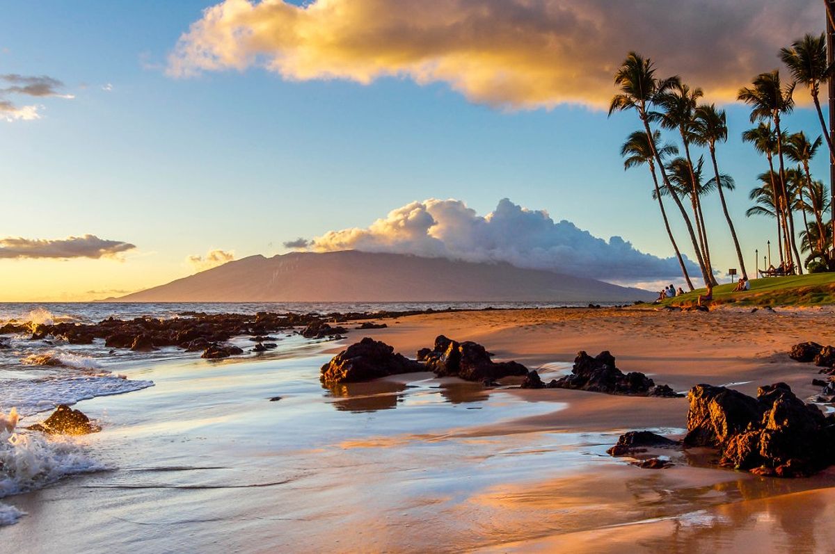 Sandy beach at dusk