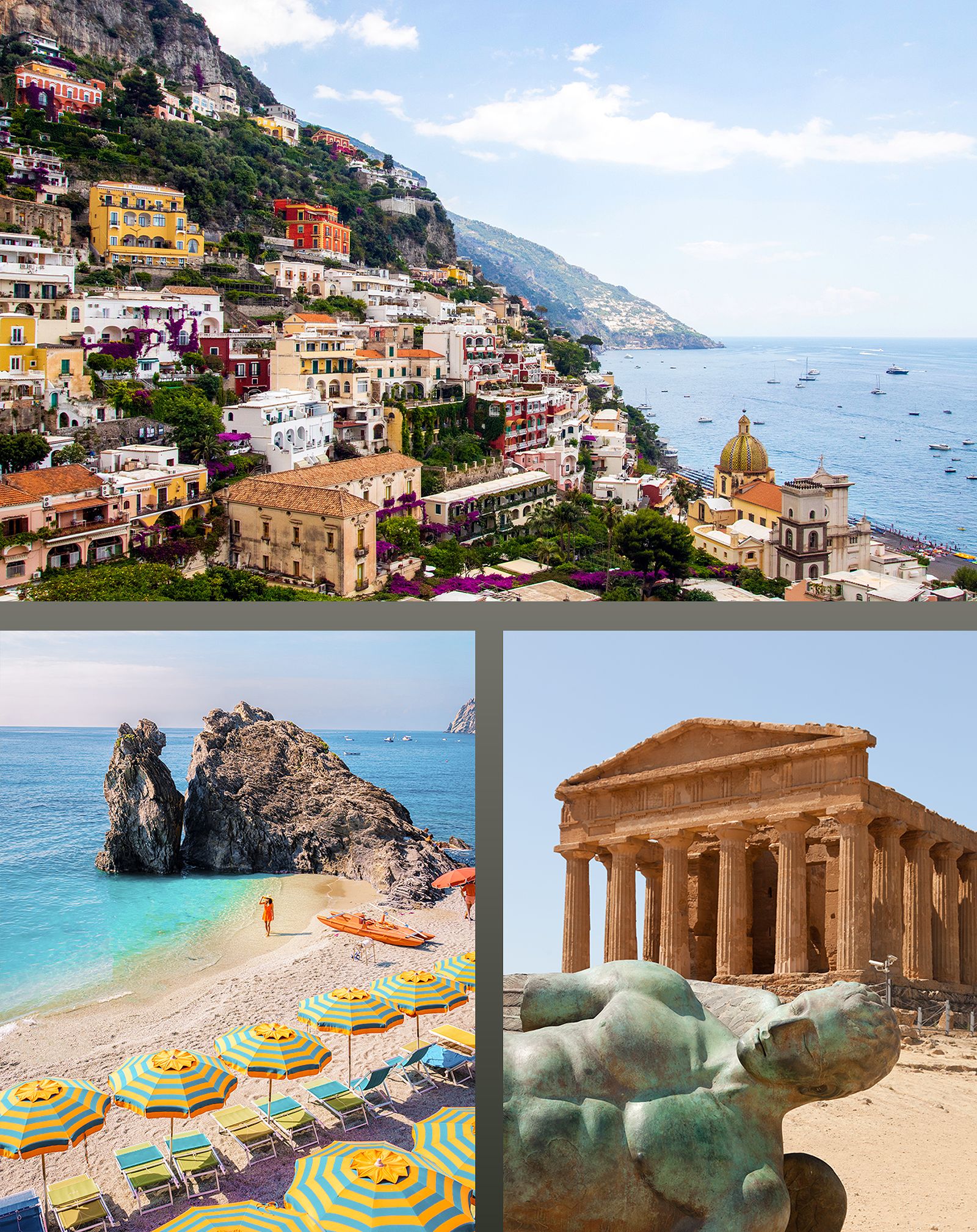 Summer Collage of Amalfi Coast and Beach