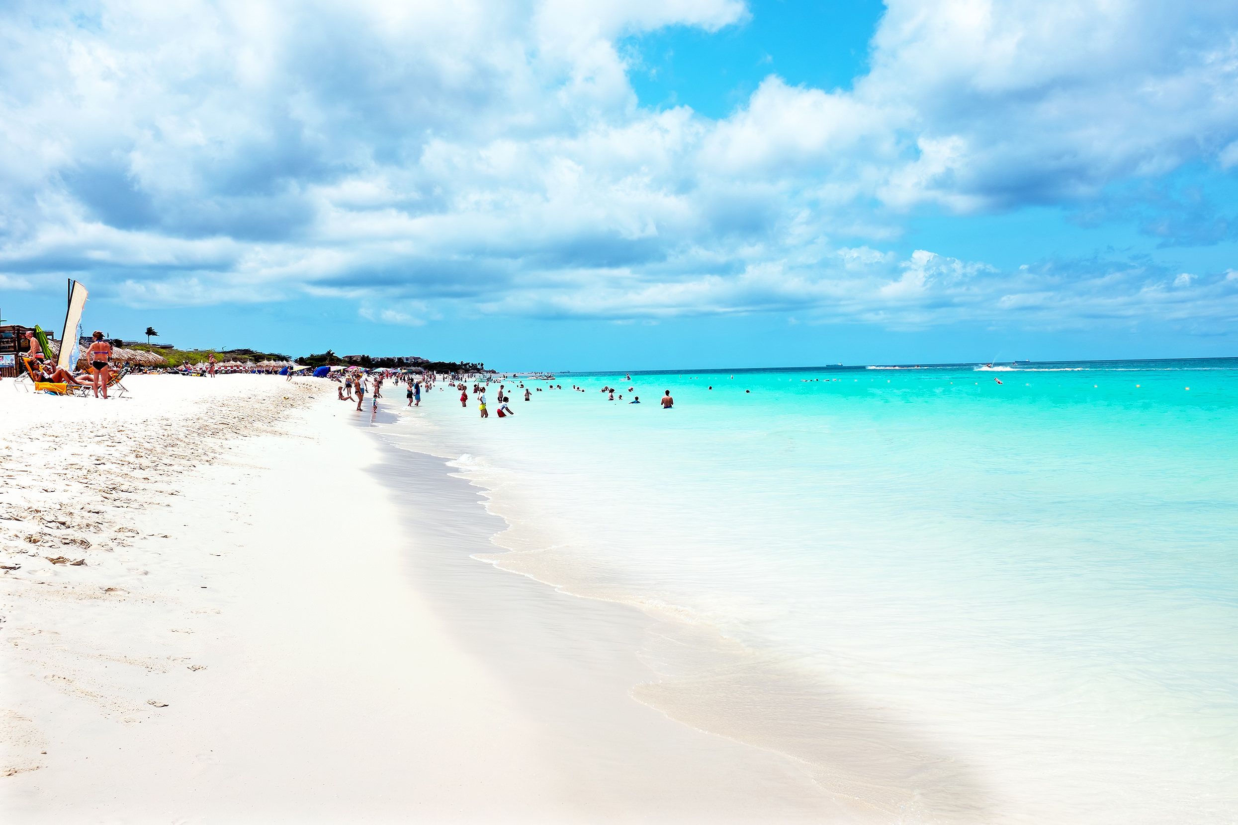 View of Eagle Beach on Aruba island in the Caribbean Sea